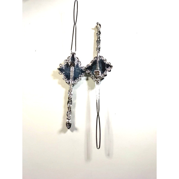 Barrette Clips Silver Tone Blue Aqua Color stone? Blue Rhinestone Set Of 2 Party - Picture 11 of 11